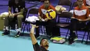Pemain Timnas bola voli putra Indonesia, Hernanda Zulfi melepaskan spike saat menghadapi Kazakhstan pada laga babak 12 Besar kejuaraan bola voli AVC Challenge Cup 2023 for Men di Taipei Gymnasium, Chinese Taipei, Rabu (12/7/2023). Indonesia menang 3-0 (30-28, 25-21, 25-15) atas Kazakhstan dan lolos ke babak 6 besar. (avcvolley)