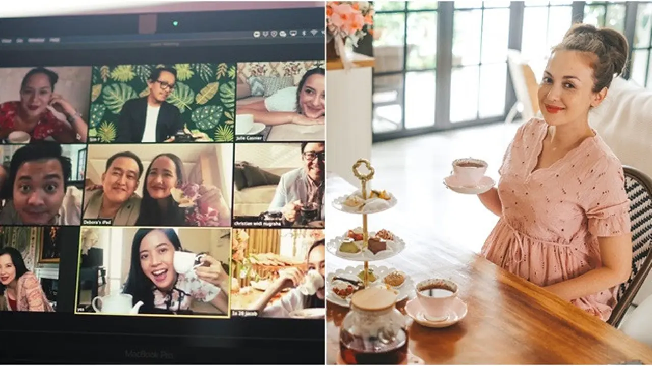 6 Momen Virtual Baby Shower Rianti Cartwright dengan Tema Tea Party