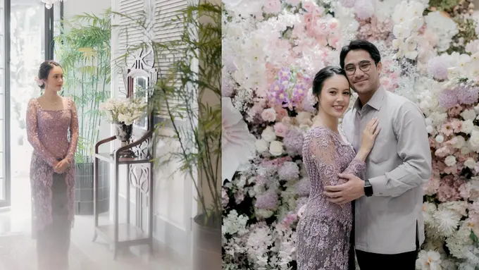 6 Pesona Anggika Bolsterli Tunangan setelah 7 tahun Pacaran, Tampil Anggun Berkebaya Ungu