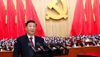 Presiden China Xi Jinping menyampaikan pidato pada upacara pembukaan Kongres Nasional ke-20 Partai Komunis China yang berkuasa di Beijing, China, Minggu (16/10/2022). China pada hari Minggu membuka dua kali- konferensi partai dalam satu dekade di mana pemimpin Xi Jinping diperkirakan akan menerima masa jabatan lima tahun ketiga yang melanggar presiden baru-baru ini dan menetapkan dirinya sebagai politisi China paling kuat sejak Mao Zedong. (Ju Peng/Xinhua via AP)