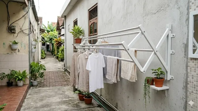 Cara Membuat Jemuran Lipat di Gang Sempit agar Rumah Tetap Lega, Praktis di Dinding