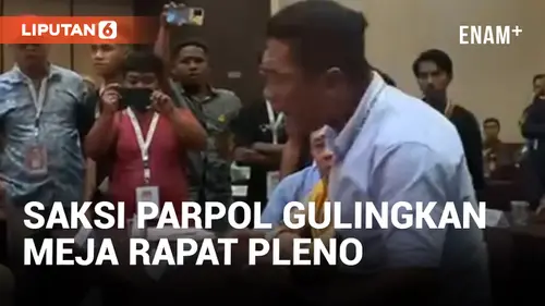 VIDEO: Ngamuk! Saksi Parpol Gulingkan Meja Saat Rapat Pleno Rekapitulasi Suara di Maluku Utara