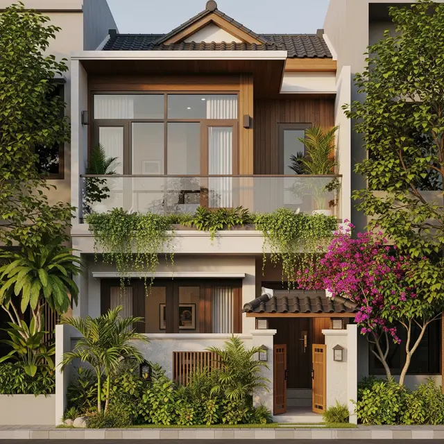 9 Desain Rumah 2 Lantai Sederhana dengan Jendela Besar ala Korea, Harmoni Modern