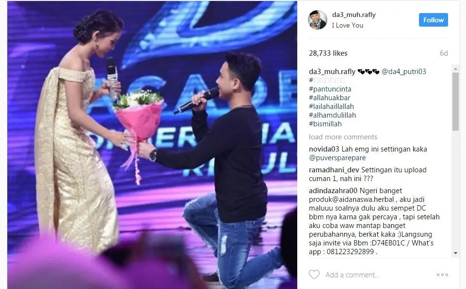 Putri Isnari dan Rafly DA 3 (Instagram)