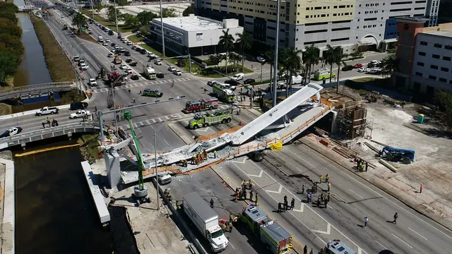 Jembatan Penyeberangan di Florida Runtuh, Diyakini Beberapa Orang Tewas