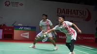 Ganda putra Indonesia&nbsp;Leo Rolly Carnando/Daniel Marthin akan menghadapi seniornya Mohammad Ahsan/Hendra Setiawan pada babak 16 besar Indonesia Masters 2023. (foto: PBSI)