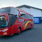 Bus terbaru PO Sumex 97 dengan tampilan double glass dan memiliki kapasitas 50 kursi (Istimewa)