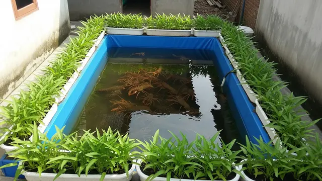 Budidaya Lobster Air Tawar dan Kangkung Air dalam Kolam Terpal Sederhana