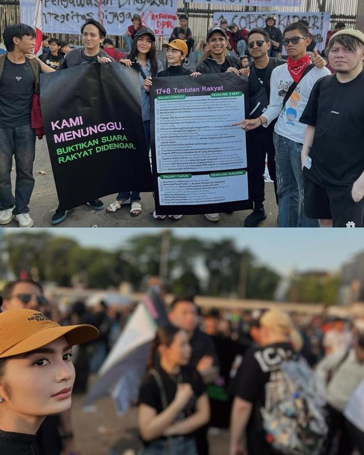 6 Potret Debi Sagita Turun ke Jalan Ikut Demo Gaungkan '17+8 Tuntutan Rakyat'