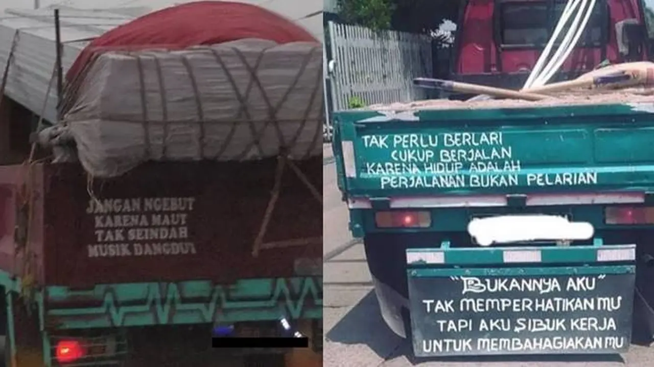 7 Tulisan Kata Mutiara Nyeleneh di Belakang Mobil Ini Bikin Geleng Kepala