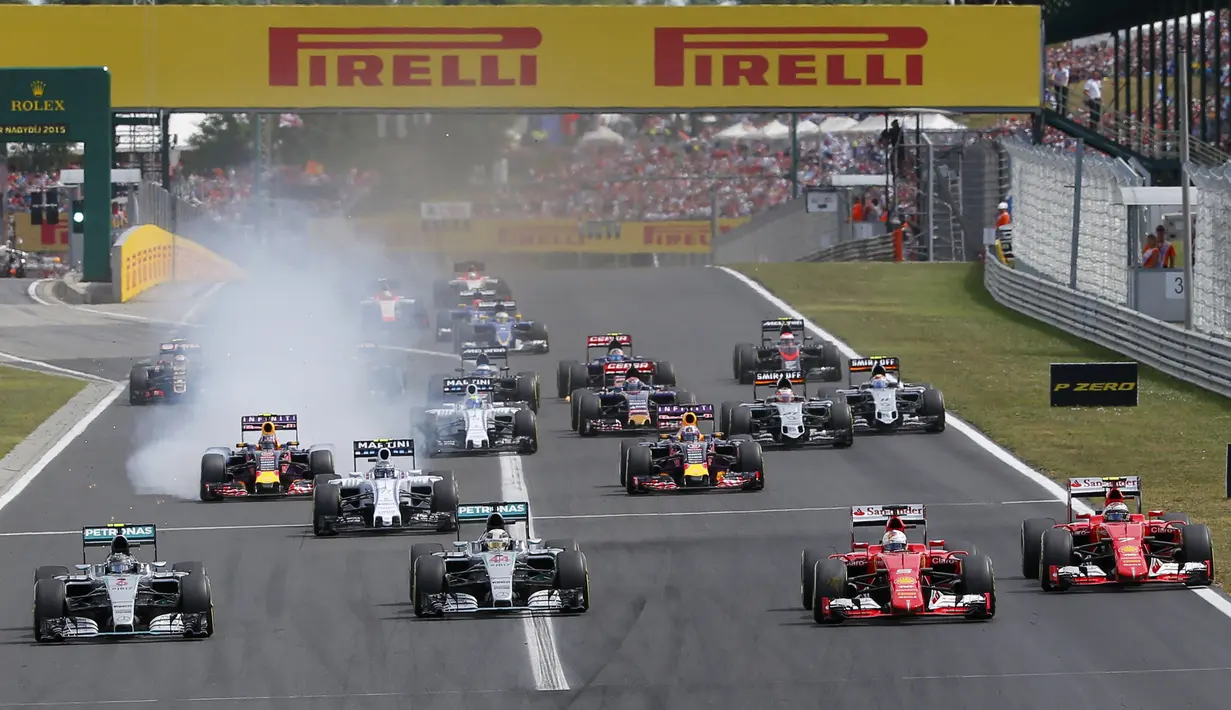 Jalannya balapan F1 yang penuh drama di Sirkuit Hungaroring. (REUTERS/Laszlo Balogh)