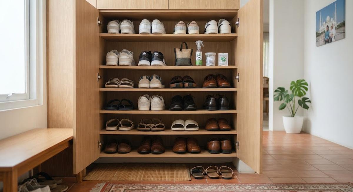 Cara menyimpan sepatu di lemari agar tidak bau dan tetap segar meski jarang dipakai, yakni dengan menambahkan penghilang bau di dalamnya