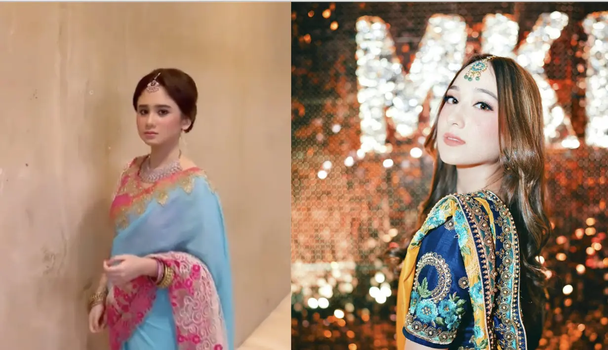 Dalam memilih warna dan motif kala mengenakan sari India, keduanya juga memiliki karakter yang berbeda. PAduan warna manis terlihat jadi pilihan Tissa. Sedangkan Laura lebih memilih paduan warna bold yang begitu menjanjikan.  [Foto: Instagram/ @lauramoane @tissabiani]