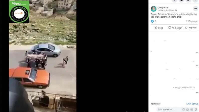 Cek Fakta Liputan6.com menelusuri klaim video tipuan Palestina jenazah hidup lagi saat serangan udara Israel