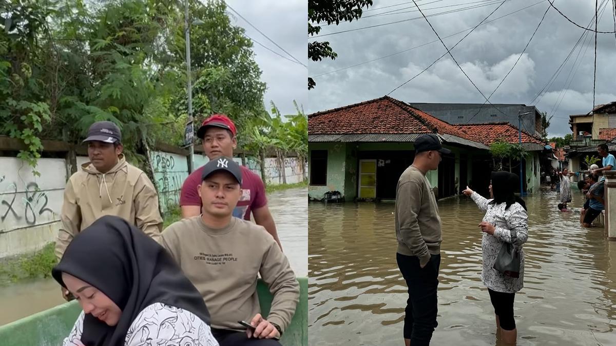 7 Potret Muzdalifah Ikut Suami Tinjau Banjir Tangerang, Bantu Evakuasi Bayi