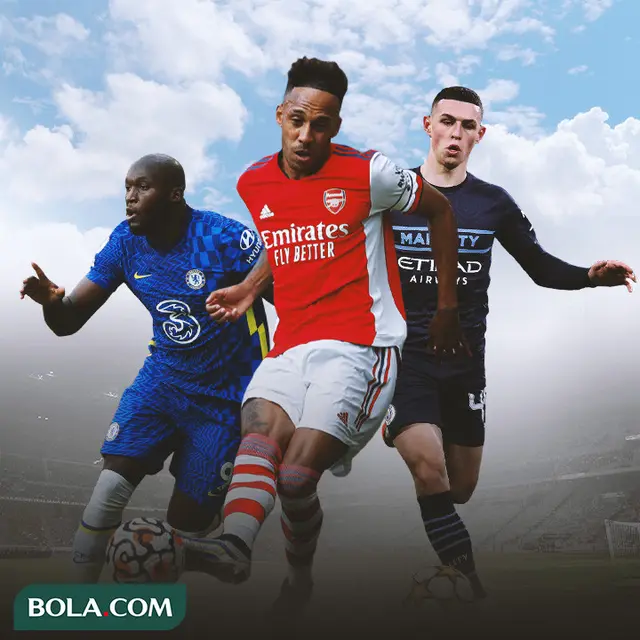Ilustrasi - Romelu Lukaku, Pierre-Emerick Aubameyang, Phil Foden