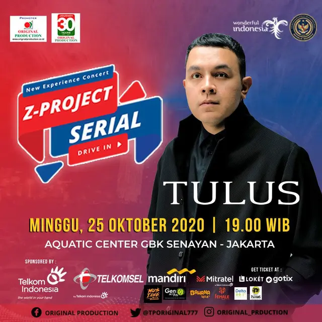 Konser drive in bertajuk Z Project Op Drive In Concert Serial yang menampilkan penyanyi Tulus tetap berjalan sesuai rencana (IST)