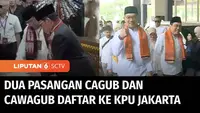 Dua pasangan bakal calon Gubernur - Wakil Gubernur Jakarta, sama-sama mendaftar ke KPU di hari kedua pendaftaran pilkada serentak. Menuju KPU Jakarta, Pramono Anung - Rano Karno diantar naik oplet. Sementara Ridwan Kamil - Suswono berjalan kaki diiri...