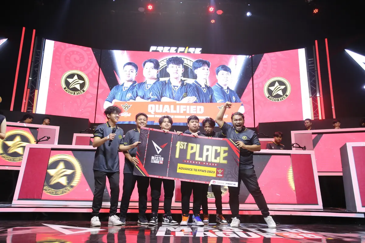 Poco Star yang menjadi peringkat pertama League Phase FFML Season 8, berhasil mendapatkan satu slot menuju FFWS 2023 di Bangkok, Thailand. (Garena)