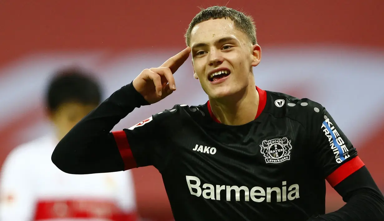Pada awal tahun 2021, Florian Wirtz ditaksir memiliki nilai banderol sebesar 24 juta euro. Harga pemain Bayer Leverkusen tersebut saat ini naik sebanyak 21 juta euro, atau menjadi 45 juta euro. (Foto: AFP/Pool/Thilo Schmuelgen)