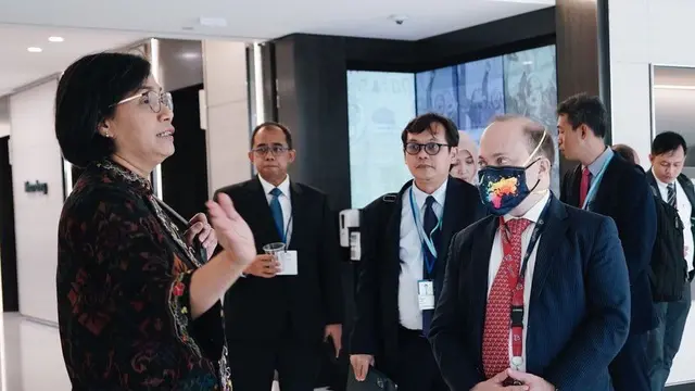 Tangkapan layar instagram Menteri Keuangan Sri Mulyani Indrawati saat berkunjung ke kantor Bloomberg News Studio di Washington DC, AS.