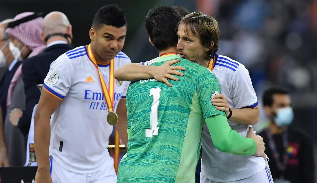 Di Grup F, dua pemain Real Madrid, Luka Modric (Kroasia) dan Thibaut Courtois (Belgia) akan saling berhadapan di matchday ketiga Grup F, 1 Desember 2022. (AFP)