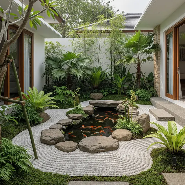 Model Taman Bergaya Jepang Tropis (AI Generated)