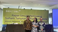 Rapat Umum Pemegang Saham Tahunan (RUPST) PT Bentoel Internasional Investama Tbk (RMBA) pada Senin, 5 Juni 2023. (Foto: Liputan6.com/Elga N)