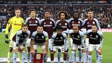 Para pemain Aston Villa berpose jelang laga Liga Europa melawan Bologna di Stadion Villa Park, Jumat (26/9/2025) dini hari WIB - AP Photo/Darren Staples