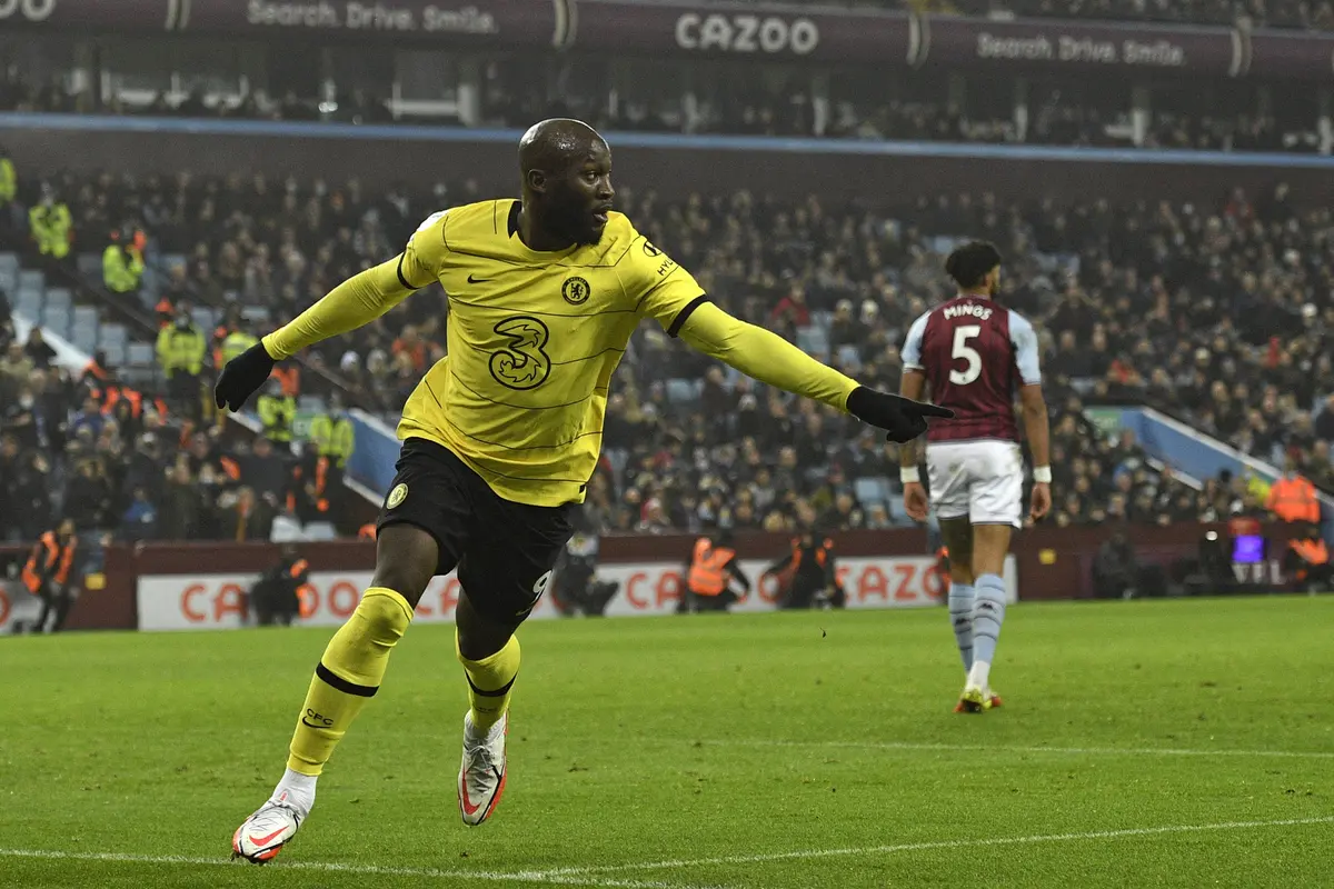 Selebrasi Romelu Lukaku saat Chelsea melawan Aston Villa di Boxing Day