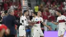 Pada babak kedua, pelatih Portugal Fernando Santos akhirnya memasukkan Cristiano Ronaldo pada menit ke-51 menggantikan Ruben Neves. (AP/Martin Meissner)