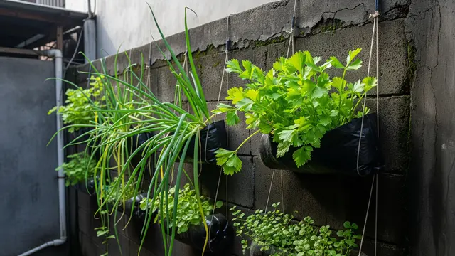 Kebun Sayur Gantung di Dinding