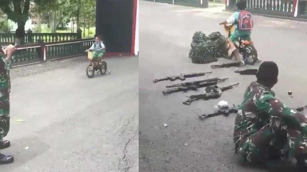bocah di markas TNI (foto: instagram/@zona_militer_)