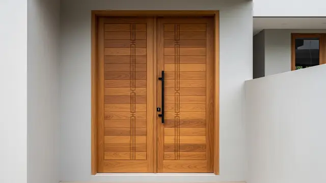 Gambar Rumah Pintu Kayu Jati Minimalis/Gemini AI