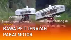 Rekaman video menunjukkan seorang warga membawa peti jenazah menggunakan sepeda motor viral di media sosial.