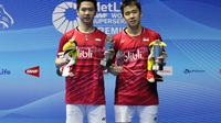 Ganda putra Indonesia Kevin Sanjaya Sukamuljo / Marcus Fernaldi Gideon juara Malaysia Open Super Series Premier 2017. Ini adalah gelar ketiga Kevin / Marcus di 2017. (Humas PP PBSI)