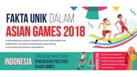 Di balik perolehan medali tersebut terdapat fakta unik selama penyelenggaraan Asian Games 2018 yang mempersatukan Indonesia, apa saja? Simak infografis berikut ini.
