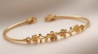 Gelang Emas Motif Bunga/AI