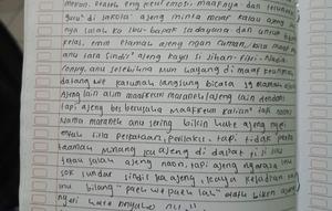 Surat yang diduga ditulis siswi di Sukabumi sebelum meninggal