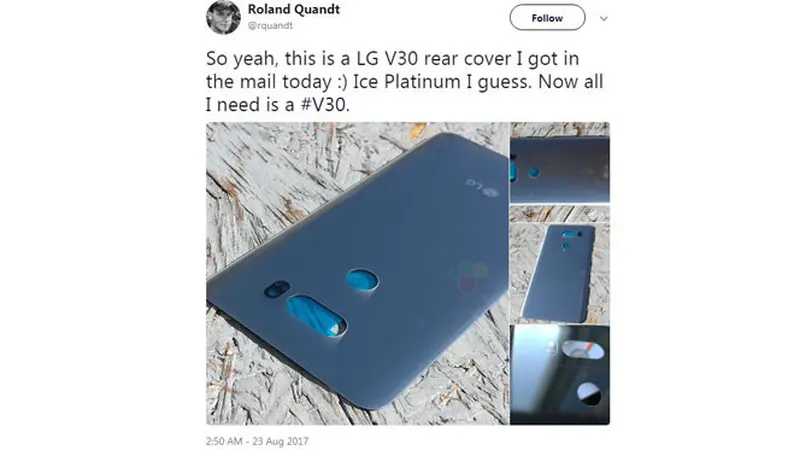 Bocoran foto casing belakang LG V30