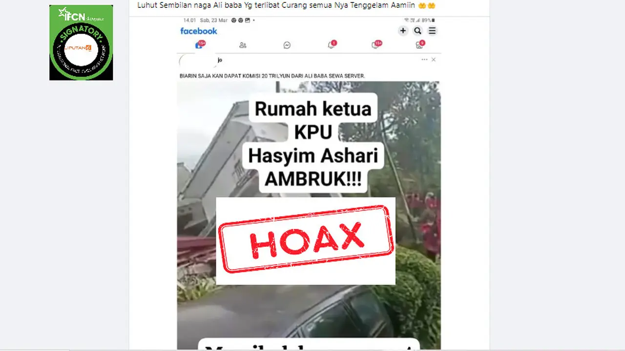 Tangkapan layar salah satu hoaks terkait KPU