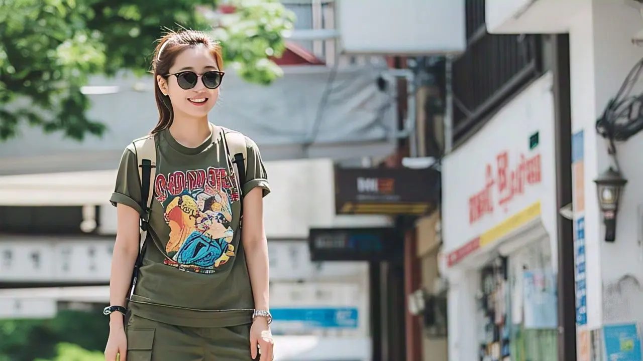 T-Shirt Grafis dan Celana Pendek Cargo