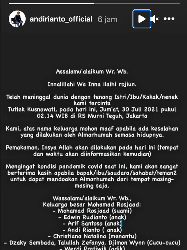 Unggahan Andi Rianto. (Foto: Instagram @andirianto_official)