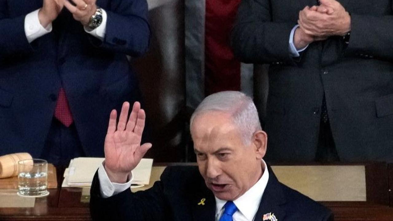Menurut anggota biro politik Jihad Islam Palestina (PIJ), Ali Abu Shahin, pidato Netanyahu itu bertujuan untuk mendapat simpati dari Washington setelah kehilangan dukungan internasional.&nbsp;Foto: AFP<br>