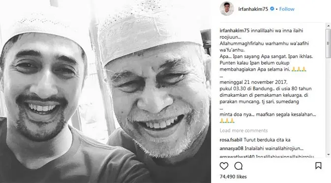 Irfan Hakim dan ayahnya, H. Rosyid Sukarya (Instagram/@irfanhakim75)
