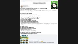 Cek Fakta: Tidak Benar Link Pendaftaran Bantuan Alat Tanam Padi hingga Traktor