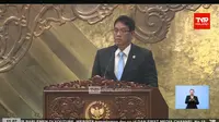 Menteri Keuangan (Menkeu) Purbaya Yudhi Sadewa dalam Rapat Paripurna DPR ke-5 Masa Persidangan I Tahun Sidang 2025-2026 di kantor DPR, Senayan, Jakarta, Selasa (23/9/2025). Dia menegaskan, target pertumbuhan ekonomi Indonesia mencapai 8% tidak mudah, namun bukan berarti tidak bisa diwujudkan.