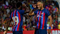 Tiga gol lainnya dibagi rata oleh Ousmane Dembele, Pierre-Emerick Aubameyang dan Frenkie De Jong. (AP/Joan Monfort)