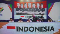 Tim esport Indonesia bertanding di laga final nomor team Mobile Legends SEA Games 2021 di Hanoi National Conventional Center, Jumat (20/5/2022). (NOC Indonesia)