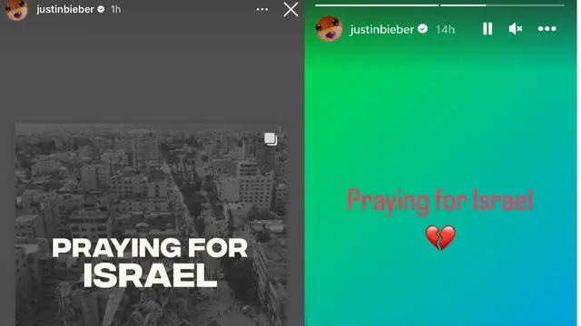 Unggahan Instagram Justin Bieber soal konflik Hamas - Israel.